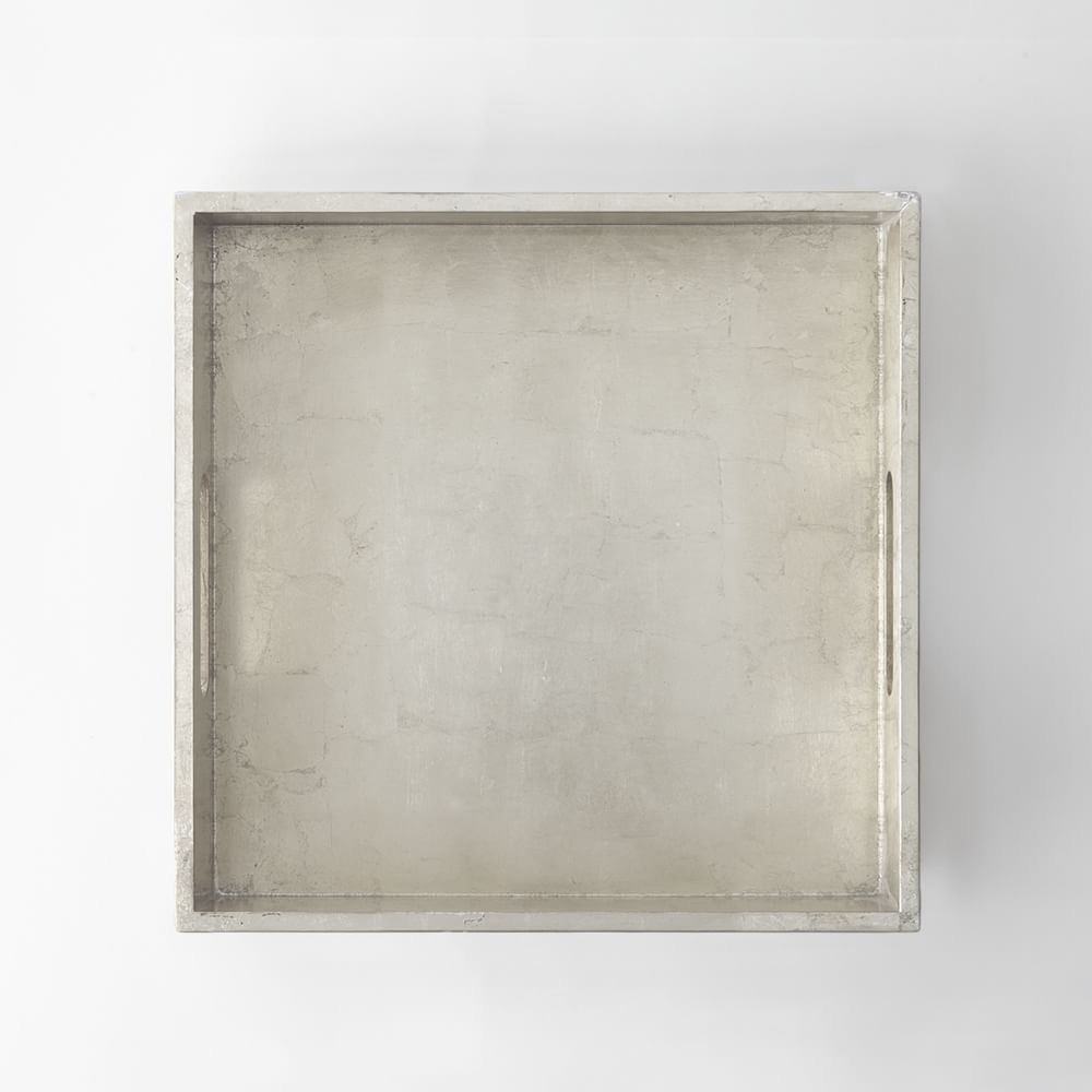 |Sold| West Elm Silver Square Lacquer Tray